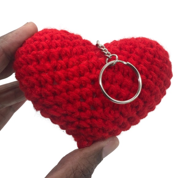 Crochet Heart Bag Charm ❤️ Love On The Go Red Heart Keychain Bag Accesso… - Picture 4 of 17